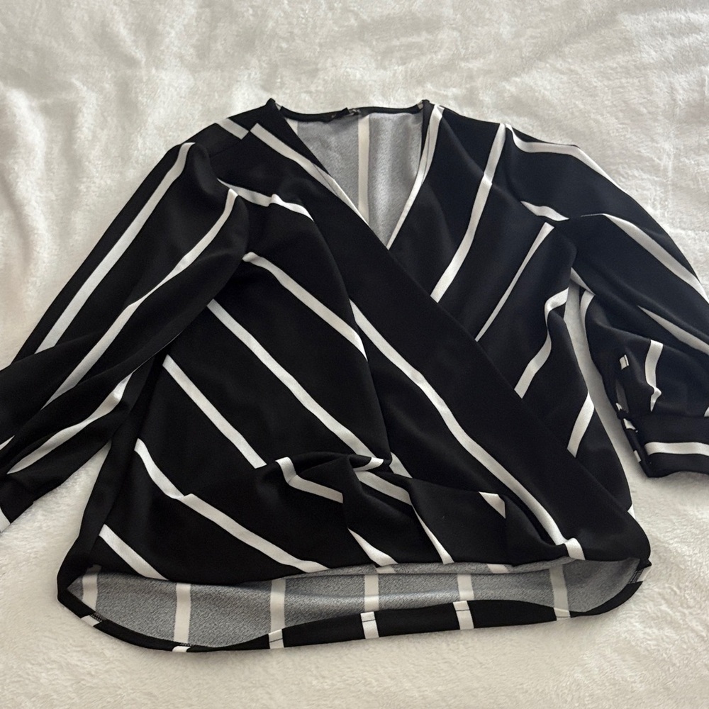 Banana Republic Black and White Wrap Blouse